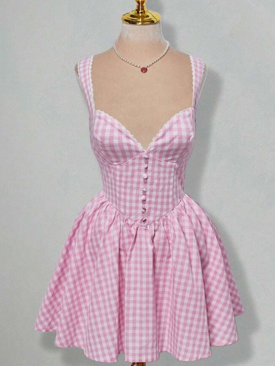 Dresses & Skirts - Pink Gingham Fit & Flare Dress